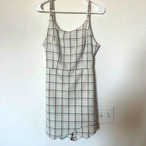 Maroon and cream plaid romper